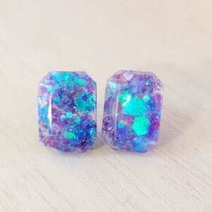 Glitter Blue Purple Resin Studs